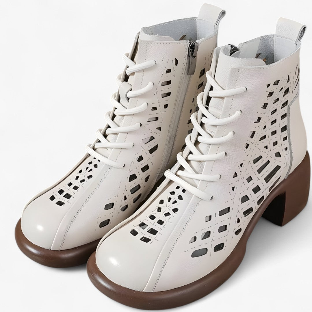 Havina - Women's Ankle Boots with Hand-Stitched Laces