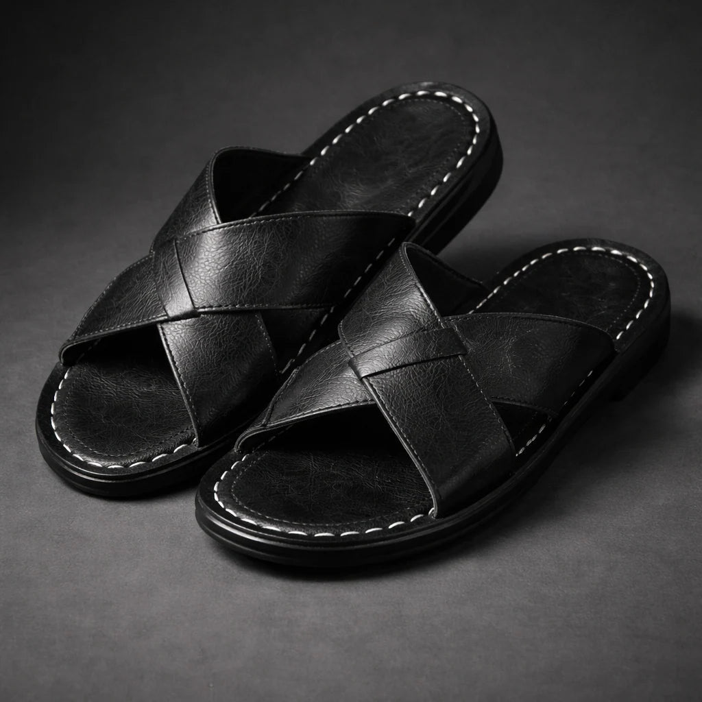 Men's Slide Sandals With Crisscross Straps And A Slip-on Design – Lightweight Summer Sandals For Vacation, Everyday Wear, And Leisure