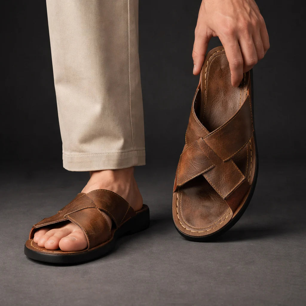 Men's Slide Sandals With Crisscross Straps And A Slip-on Design – Lightweight Summer Sandals For Vacation, Everyday Wear, And Leisure