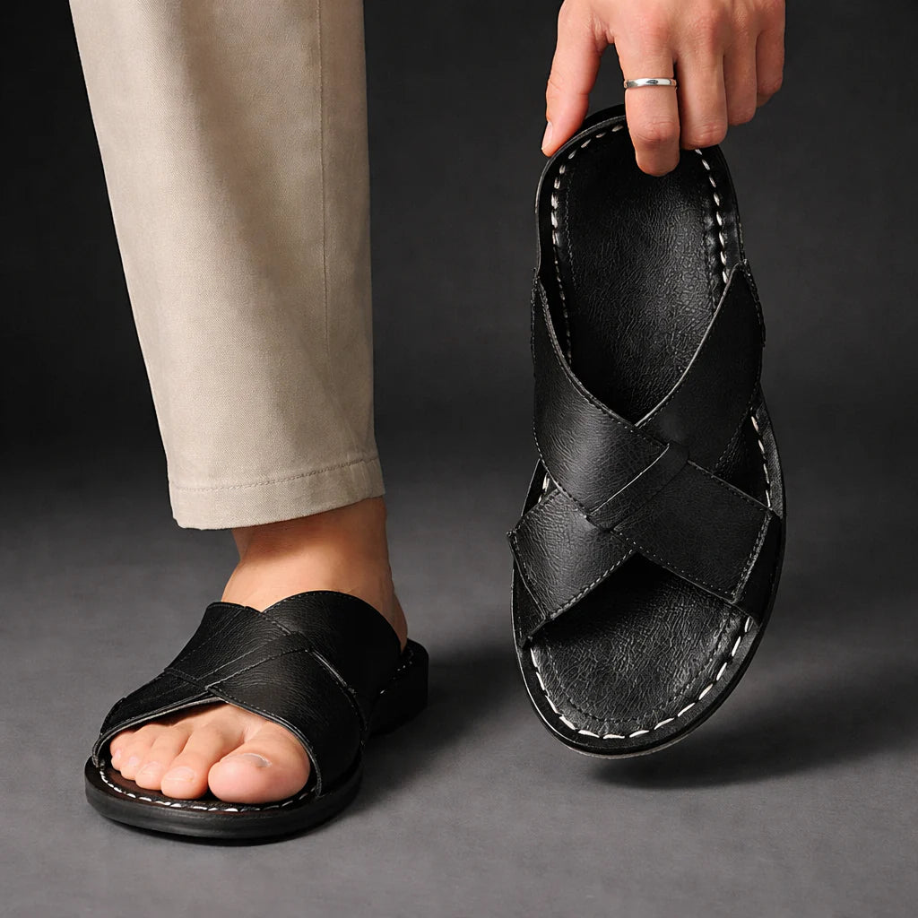 Men's Slide Sandals With Crisscross Straps And A Slip-on Design – Lightweight Summer Sandals For Vacation, Everyday Wear, And Leisure