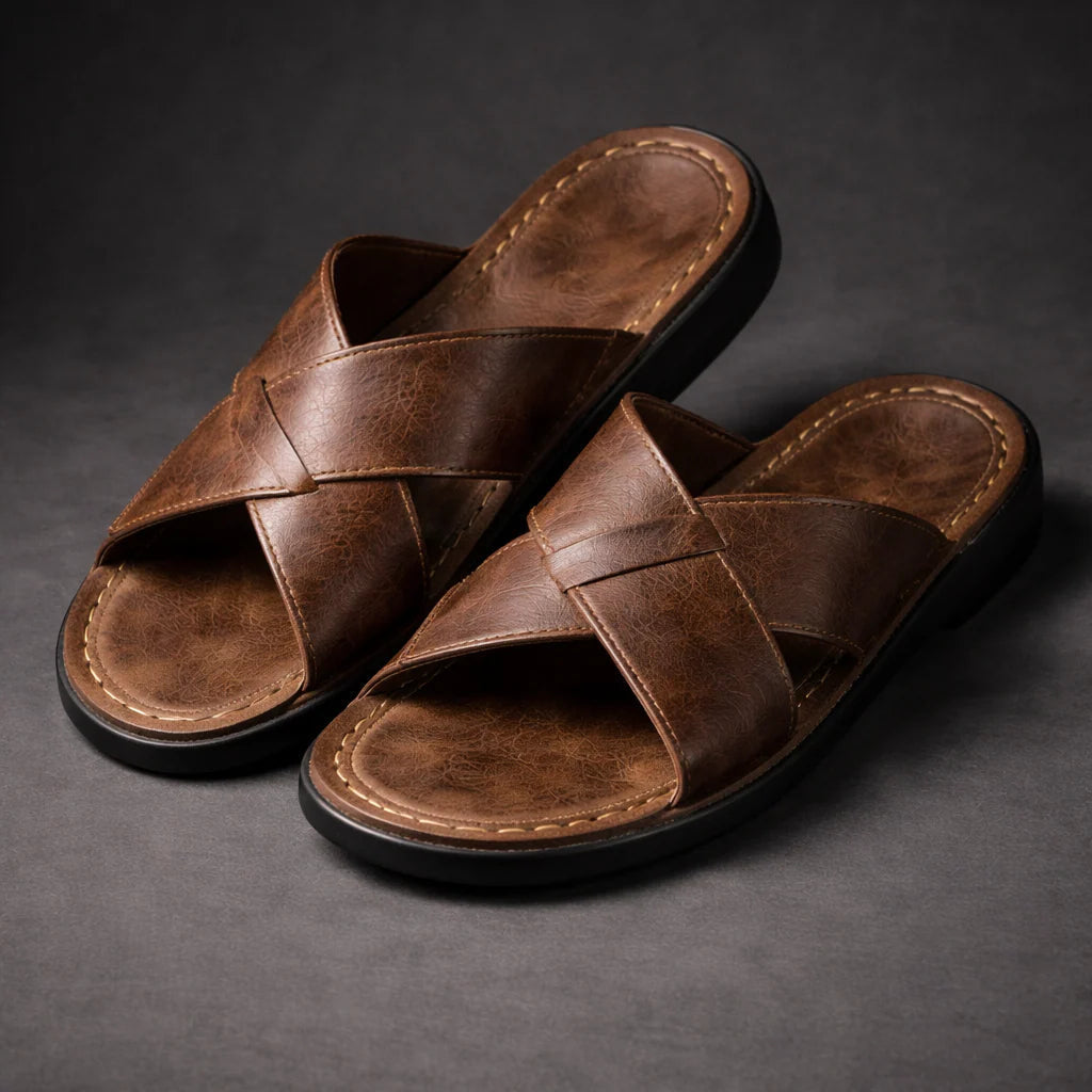 Men's Slide Sandals With Crisscross Straps And A Slip-on Design – Lightweight Summer Sandals For Vacation, Everyday Wear, And Leisure