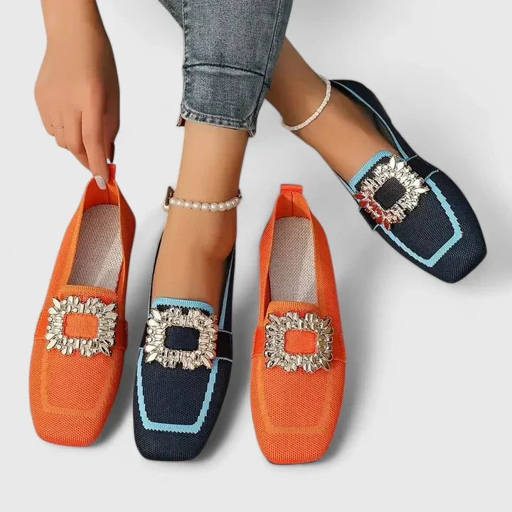 Elodie | Women Square Toe Embellished Slip On Loafers