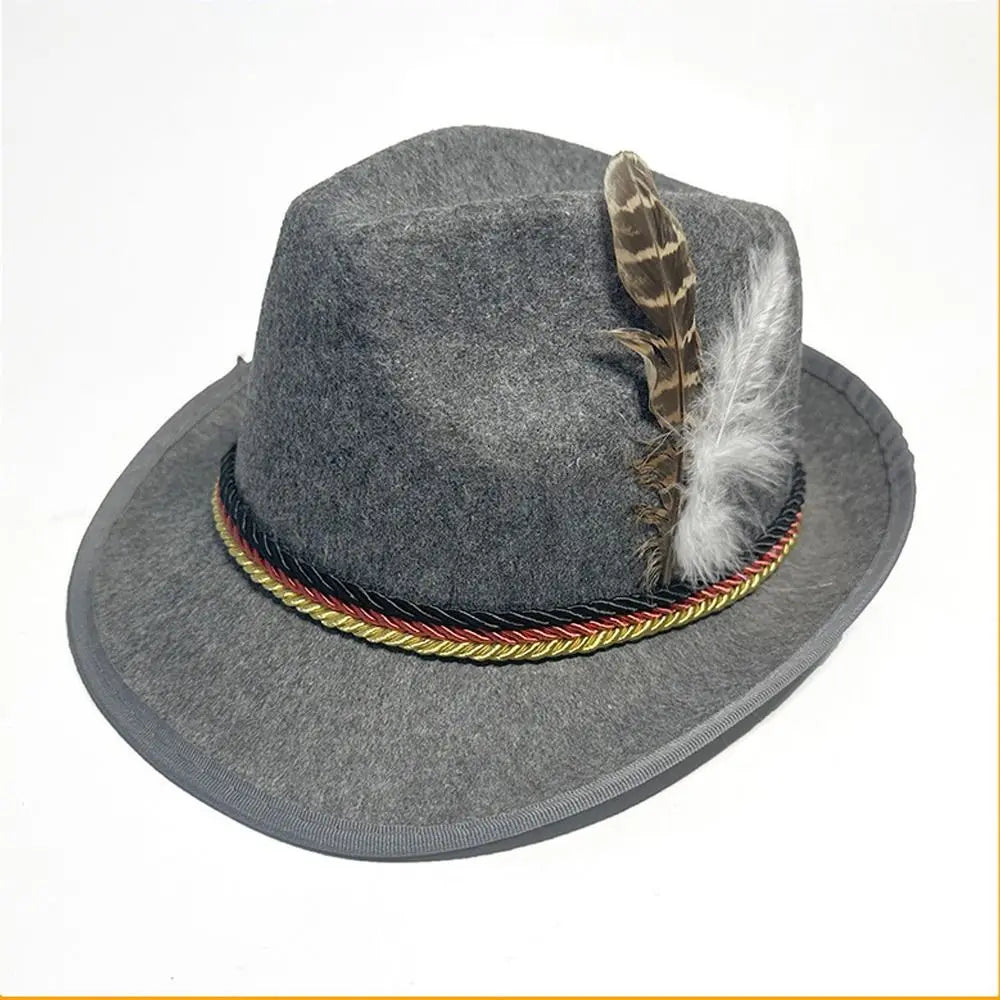 Men's Traditional Bavarian Hat With A Feather – Festive Headwear For Oktoberfest And Traditional German Celebrations
