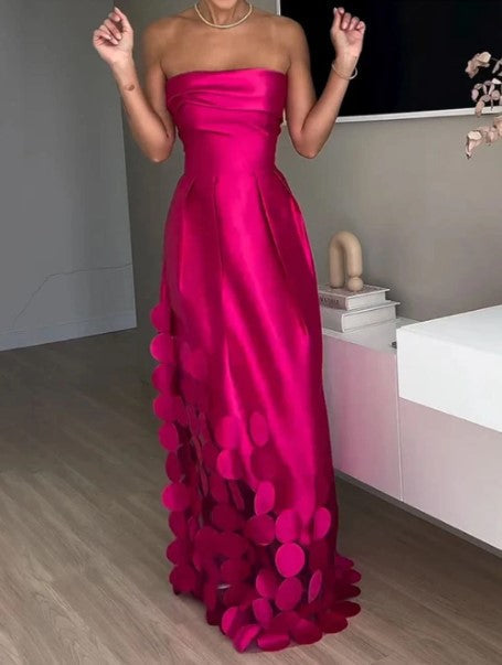 Jocelyn | Stylish Strapless Polka Dot Maxi Dress