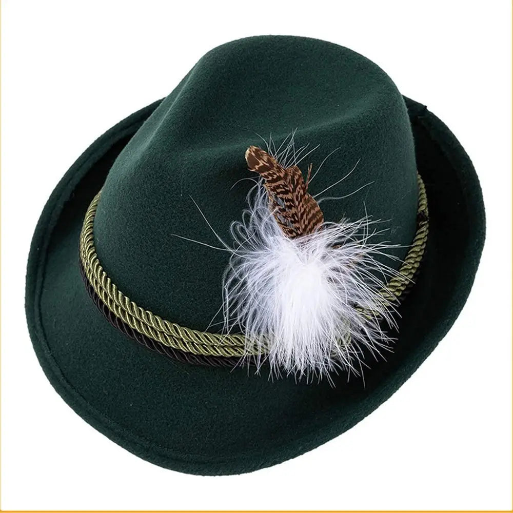 Men's Traditional Bavarian Hat With A Feather – Festive Headwear For Oktoberfest And Traditional German Celebrations