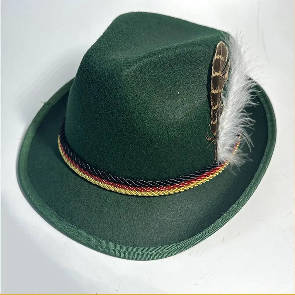 Men's Traditional Bavarian Hat With A Feather – Festive Headwear For Oktoberfest And Traditional German Celebrations