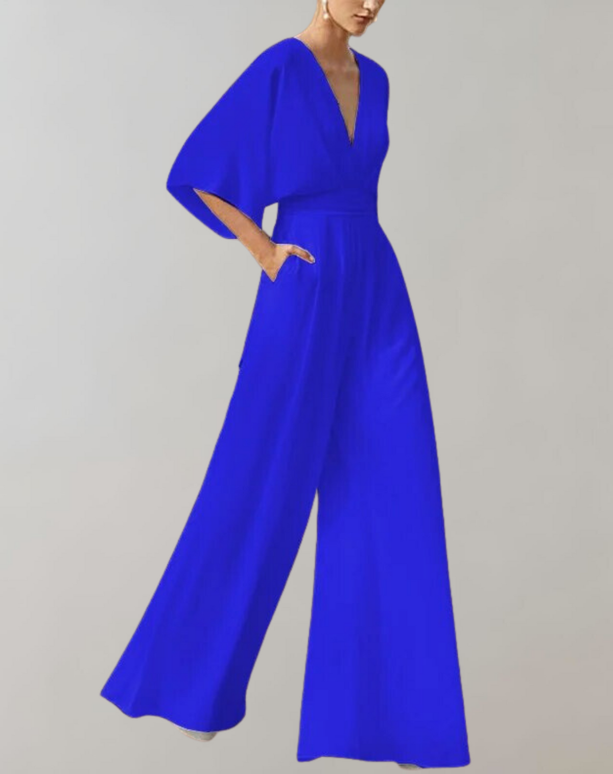 Women's Jumpsuit With A V-neck And Wide Legs—an Elegant, Flowing Design For Weddings And Summer Celebrations