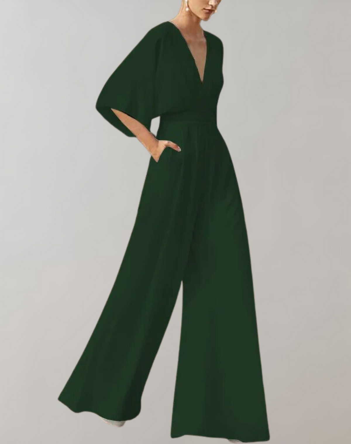 Women's Jumpsuit With A V-neck And Wide Legs—an Elegant, Flowing Design For Weddings And Summer Celebrations