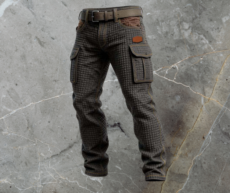 Men's Quilted Cargo Pants With A Textured Finish, Utility Pockets, And A Slim Fit – Practical Pants For Everyday Wear, Leisure, And Modern Streetwear Style