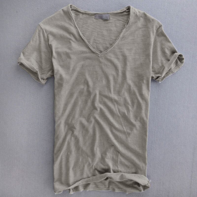 Men's Slim Fit V-neck T-shirt - Lightweight Casual Summer Top For Everyday Wear