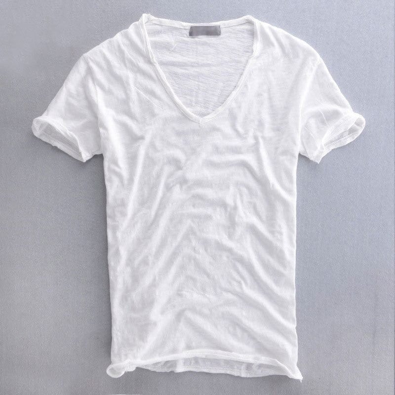 Men's Slim Fit V-neck T-shirt - Lightweight Casual Summer Top For Everyday Wear