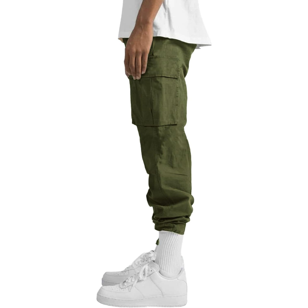 Men's Relaxed Cargo Trousers - Multi-pocket Utility Pants For Casual Streetwear And Everyday Wear