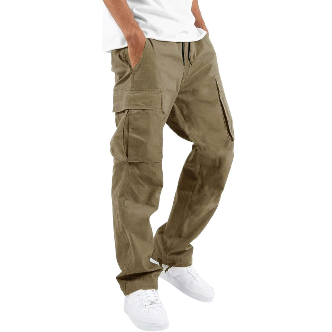 Men's Relaxed Cargo Trousers - Multi-pocket Utility Pants For Casual Streetwear And Everyday Wear