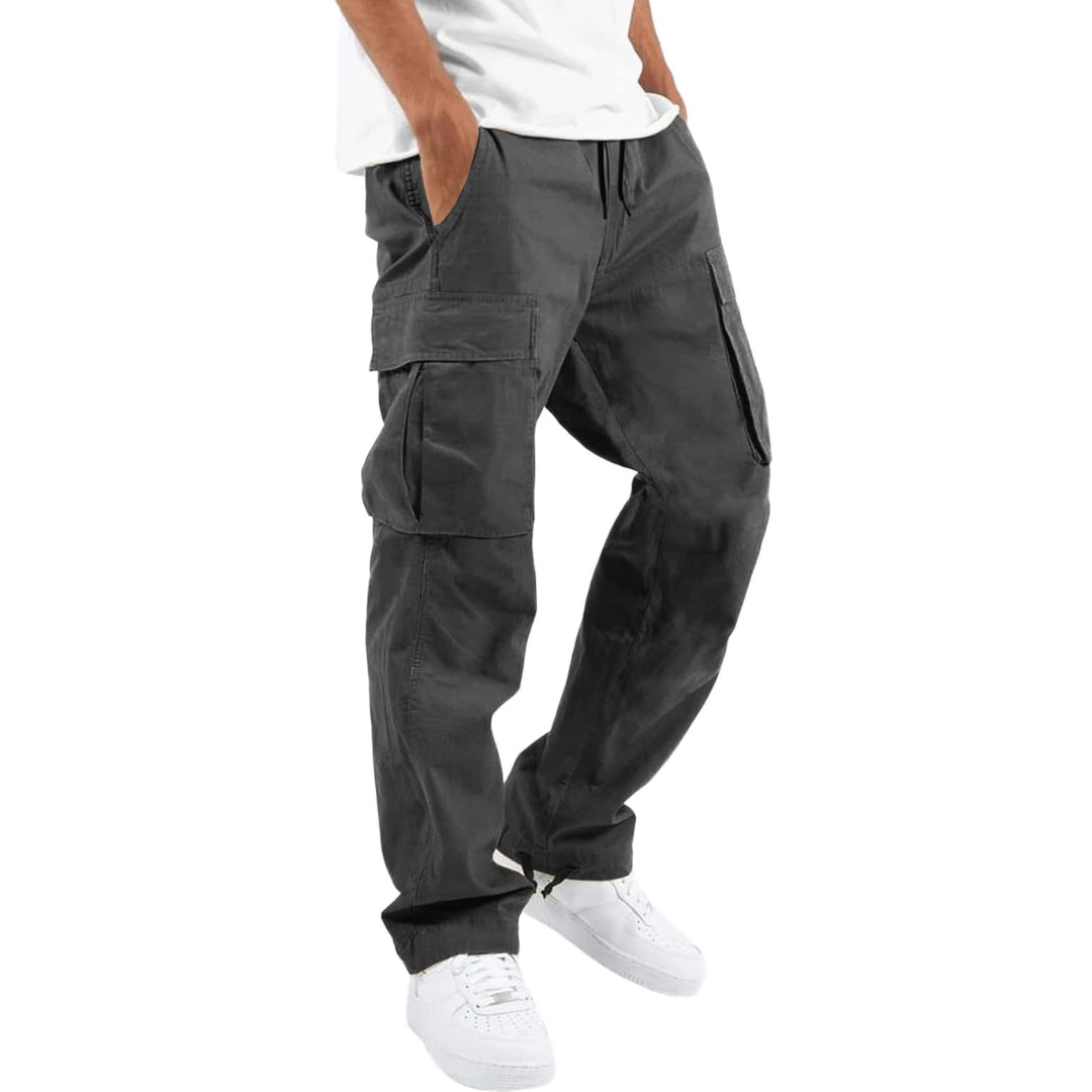 Men's Relaxed Cargo Trousers - Multi-pocket Utility Pants For Casual Streetwear And Everyday Wear
