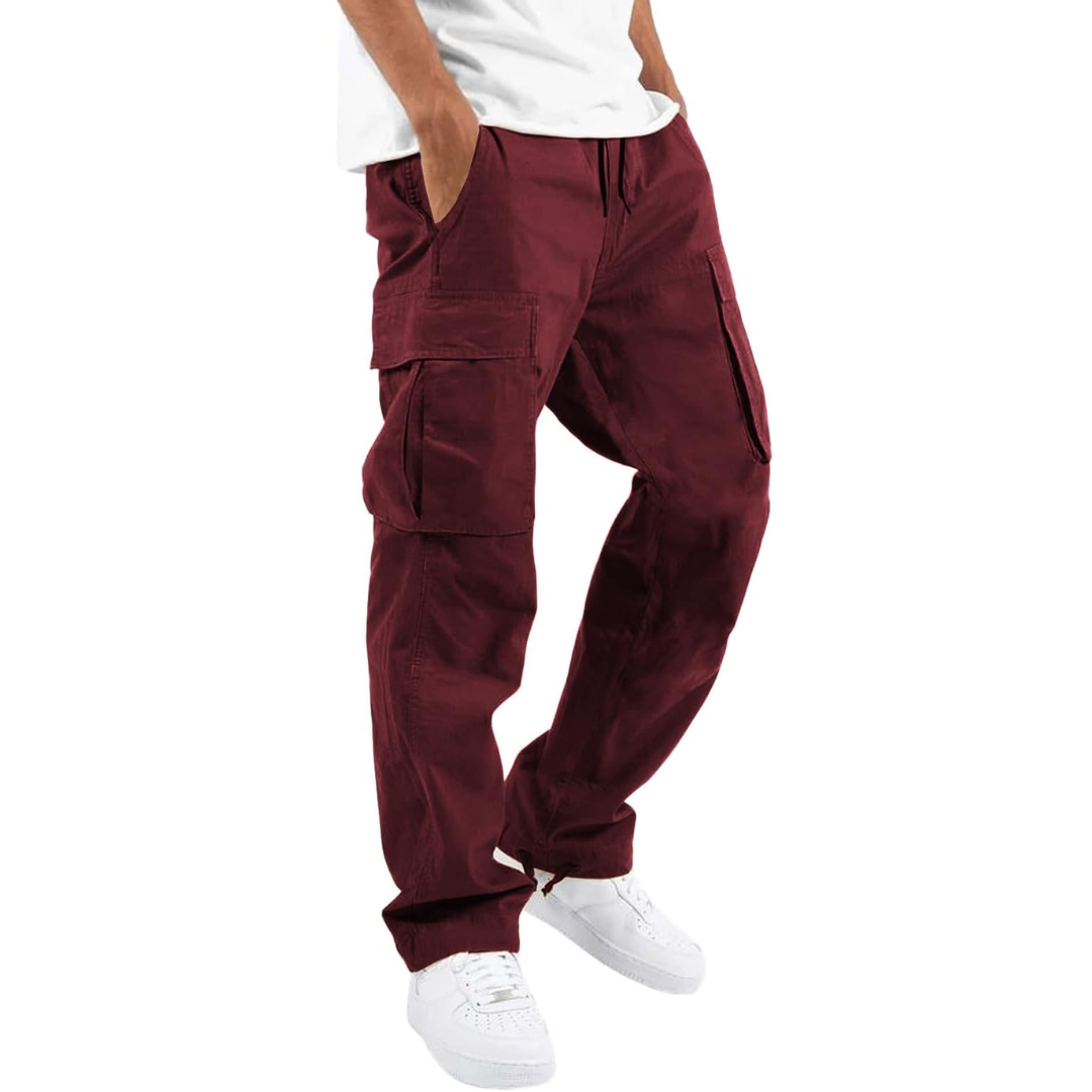Men's Relaxed Cargo Trousers - Multi-pocket Utility Pants For Casual Streetwear And Everyday Wear
