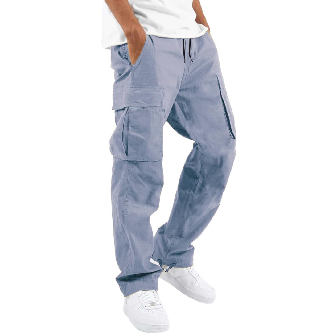 Men's Relaxed Cargo Trousers - Multi-pocket Utility Pants For Casual Streetwear And Everyday Wear