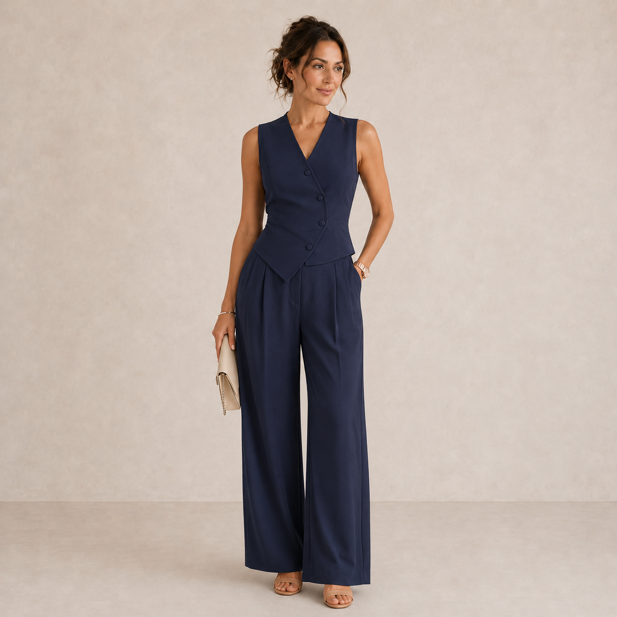 Women's tailored blazer and wide-leg pants set – Modern suit sets for the office, parties, and special occasions