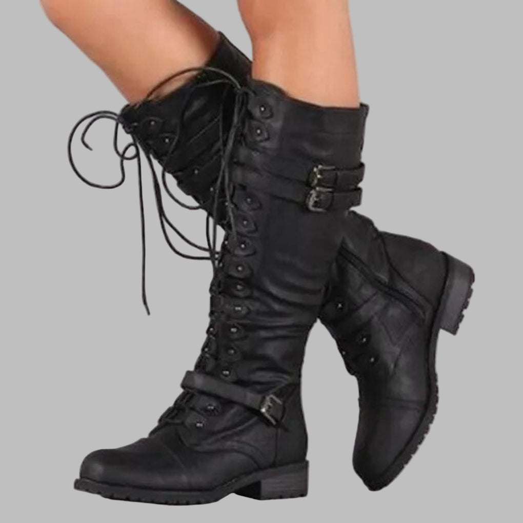 Nadia – Retro Boots with Laces and Buckle for Women