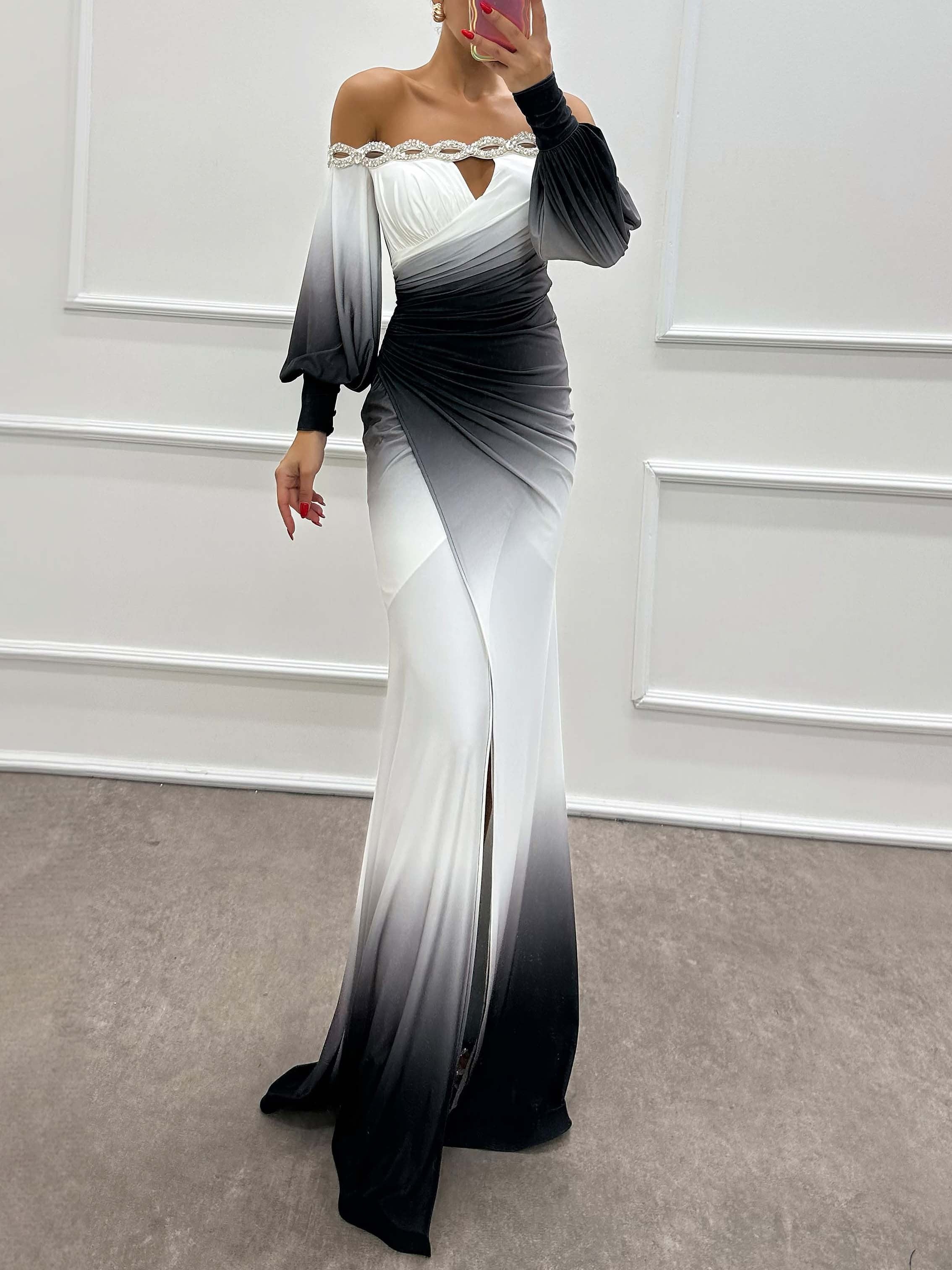 Julia | Stylish Off-Shoulder Ombre Maxi Dress