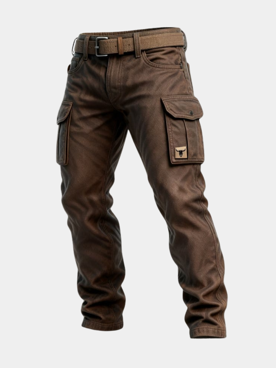 Men's Slim Fit Cargo Trousers - Utility Pocket Design For Casual Streetwear Style