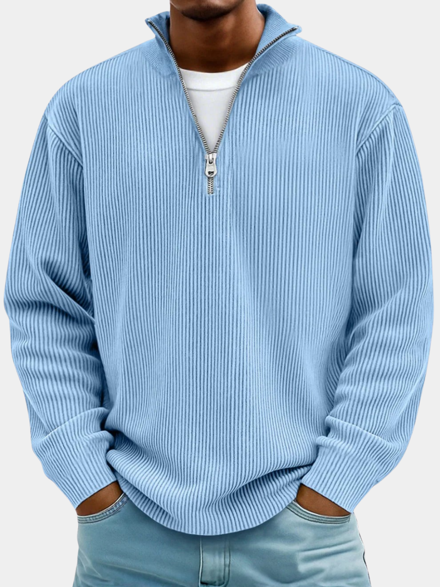Men's Rib-knit Half-zip Sweatshirt In An Oversized Fit – A Relaxed Knit Sweater For Everyday Wear, Leisure, And Casual Style