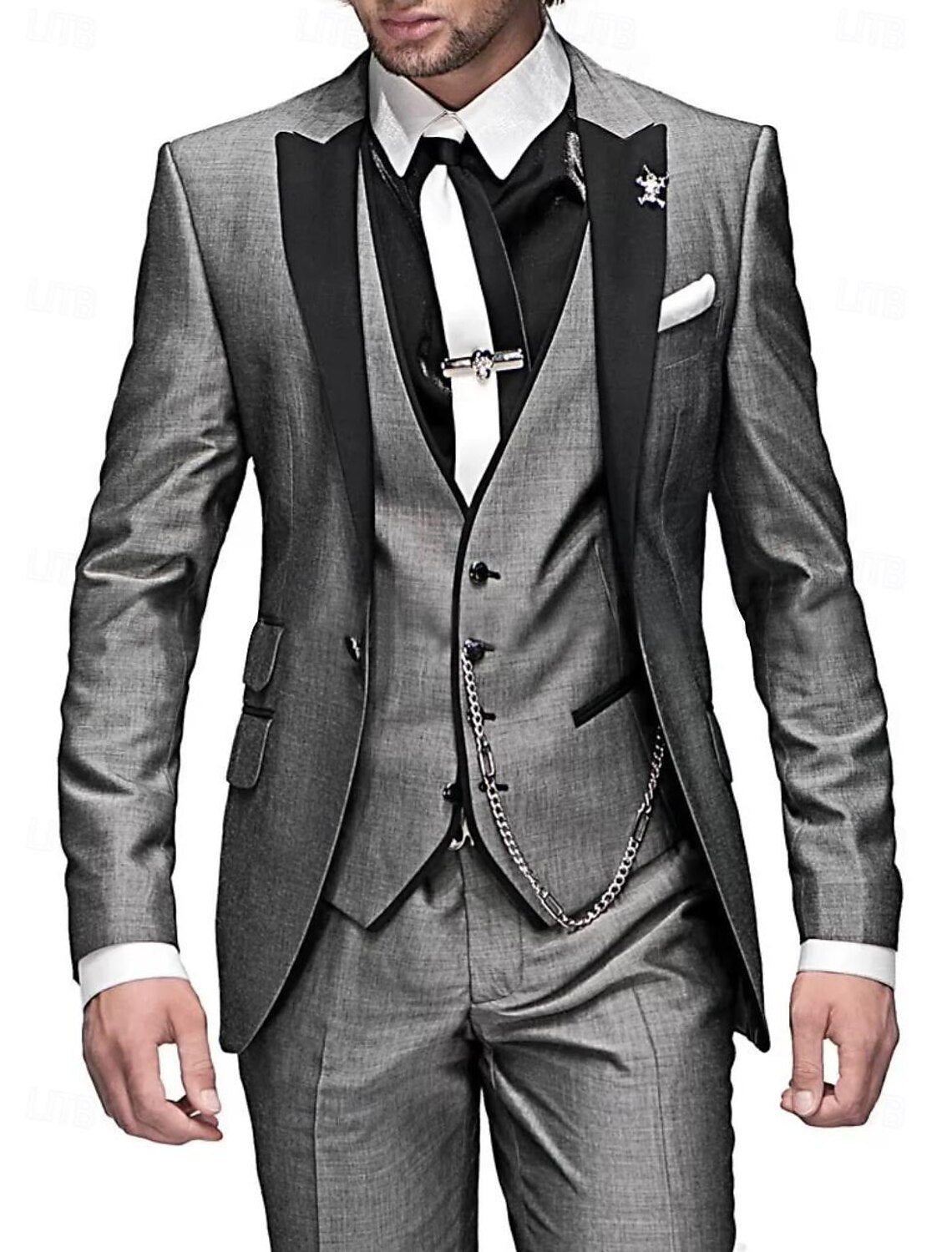 Men's Elegant Three-piece Tailored Suit Set - Formal Occasion Wear For Weddings And Special Events