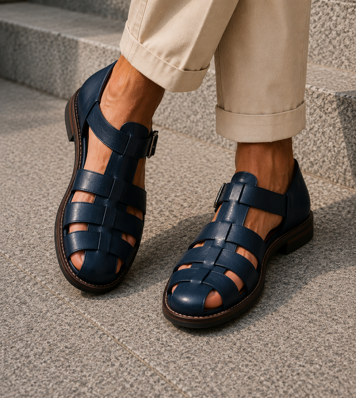 Men's Closed Toe Fisherman Sandals - Classic Summer Footwear For Casual Everyday Wear
