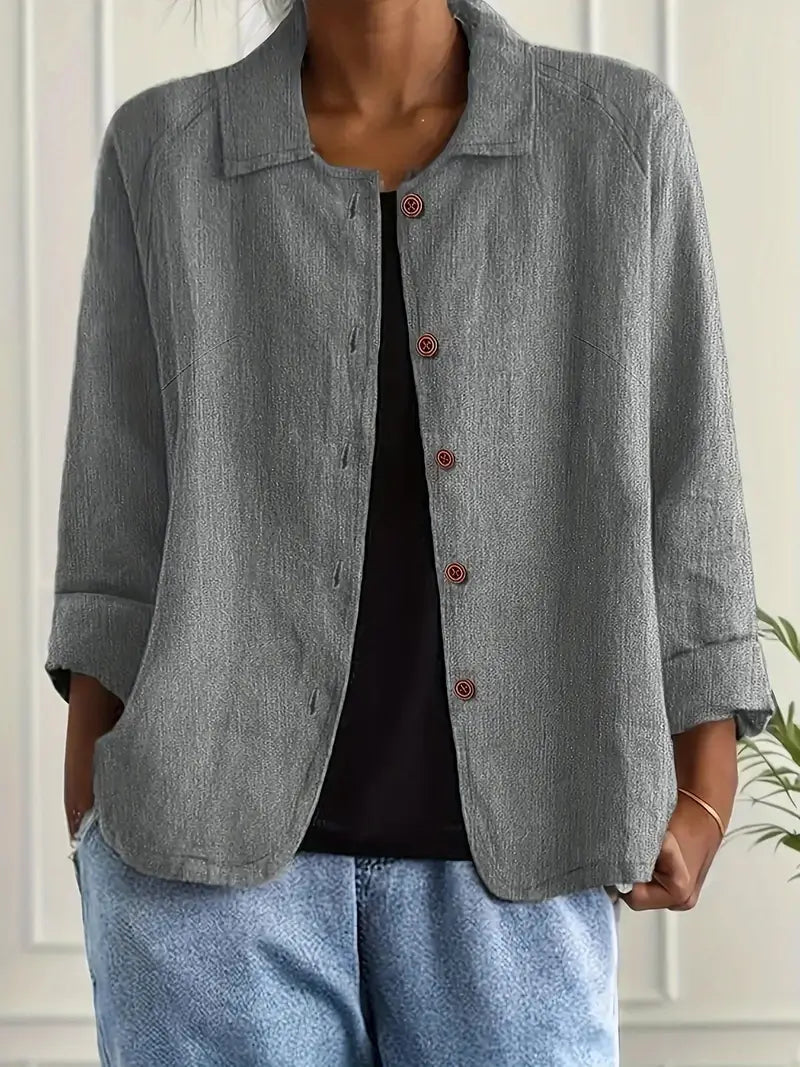 Women's Lightweight Button-front Jacket - Relaxed Fit Casual Outerwear For Spring And Summer