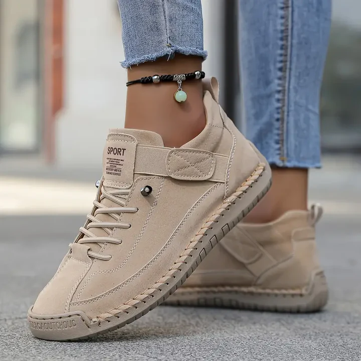 Women's Orthopedic Leather Sneakers - Comfortable Everyday Walking Shoes For Casual Wear