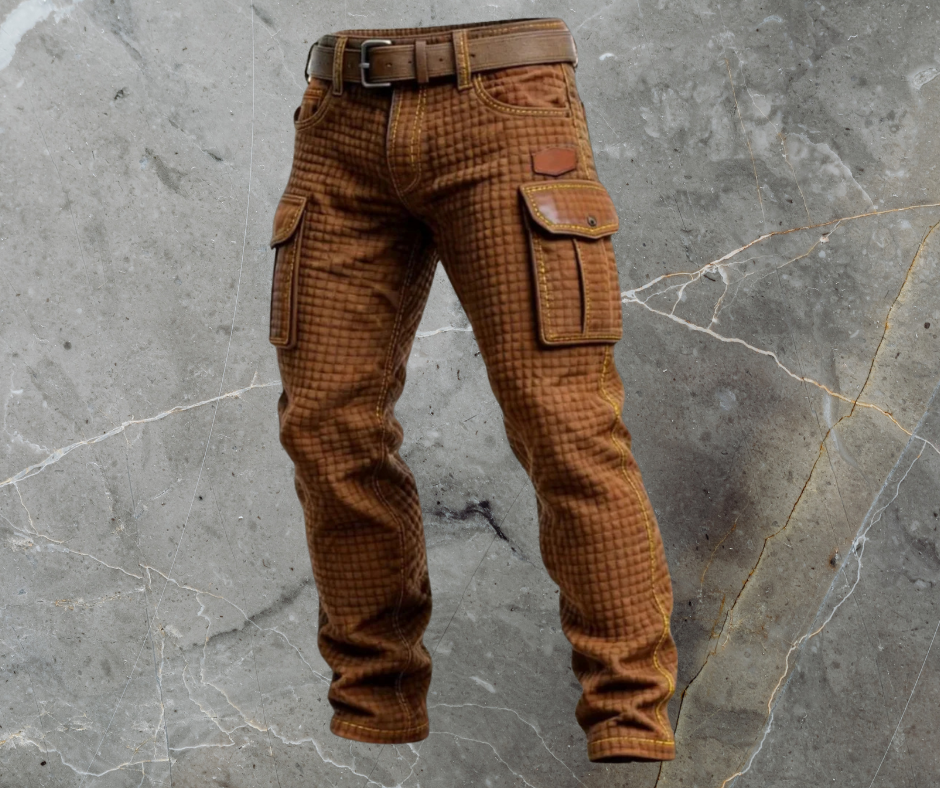 Men's Quilted Cargo Pants With A Textured Finish, Utility Pockets, And A Slim Fit – Practical Pants For Everyday Wear, Leisure, And Modern Streetwear Style