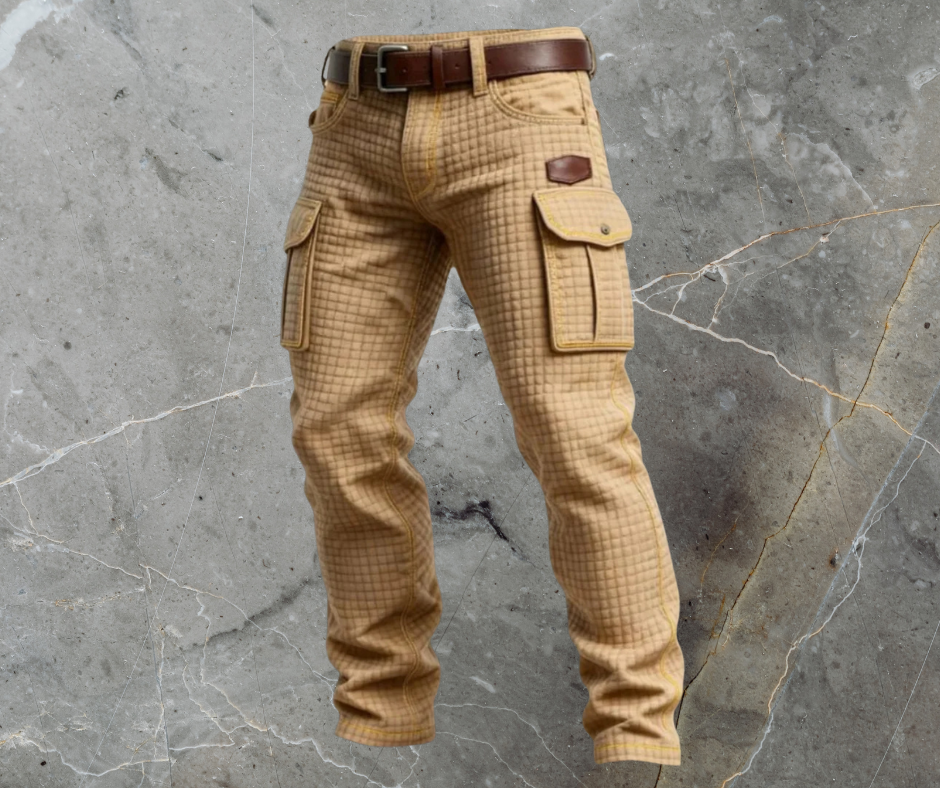 Men's Quilted Cargo Pants With A Textured Finish, Utility Pockets, And A Slim Fit – Practical Pants For Everyday Wear, Leisure, And Modern Streetwear Style