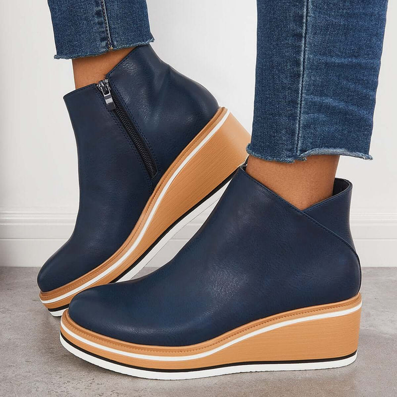 Ottavia – Women's Winter Ankle Boots with Wedge Heel and Zip