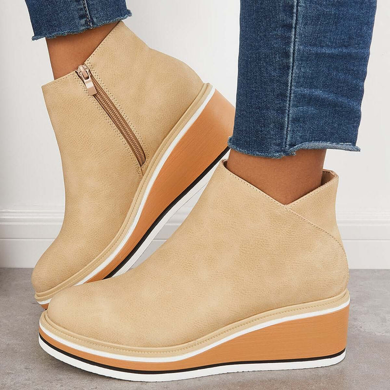 Ottavia – Women's Winter Ankle Boots with Wedge Heel and Zip
