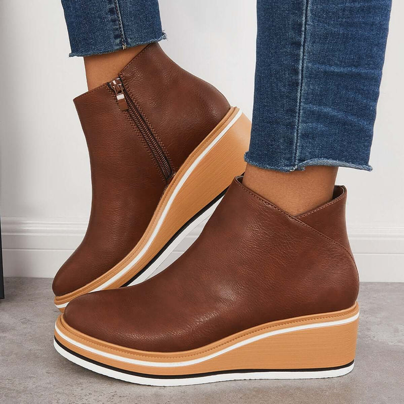 Ottavia – Women's Winter Ankle Boots with Wedge Heel and Zip