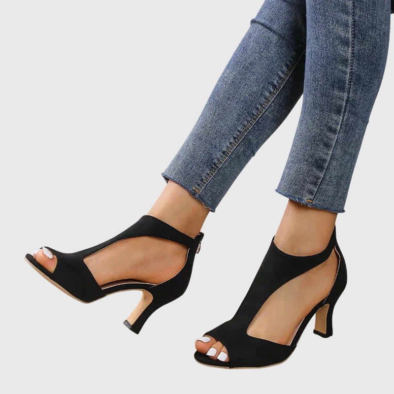 Camille | Women Elegant Open Toe Cutout Heels