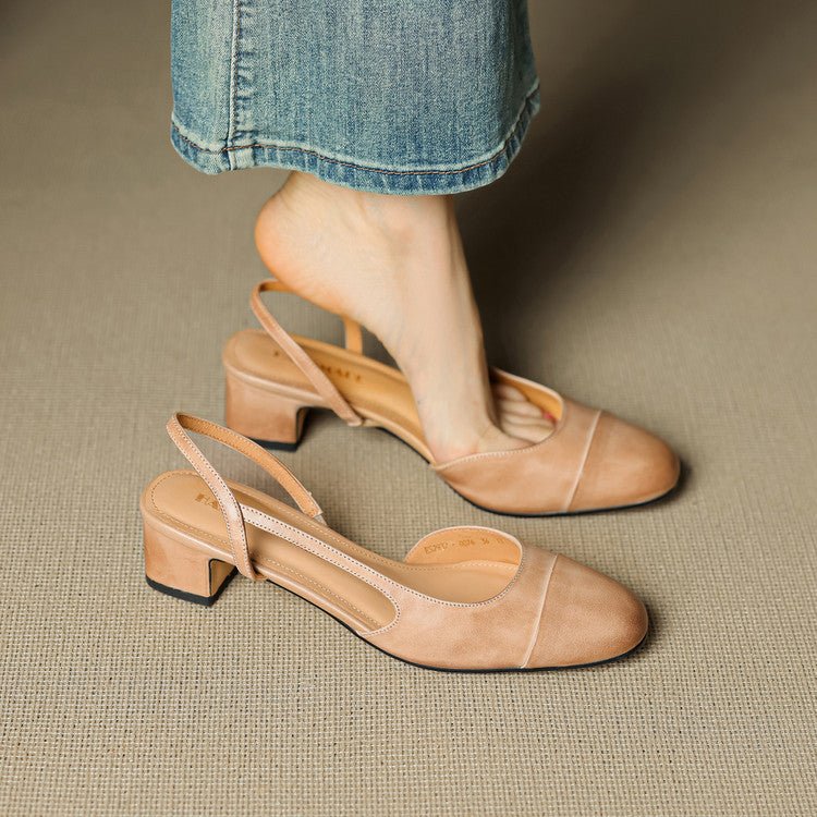 Women's Genuine Leather Slingback Pumps With A Cushioned Block Heel – Elegant Shoes For The Office, Parties, Evening Wear, And Special Occasions