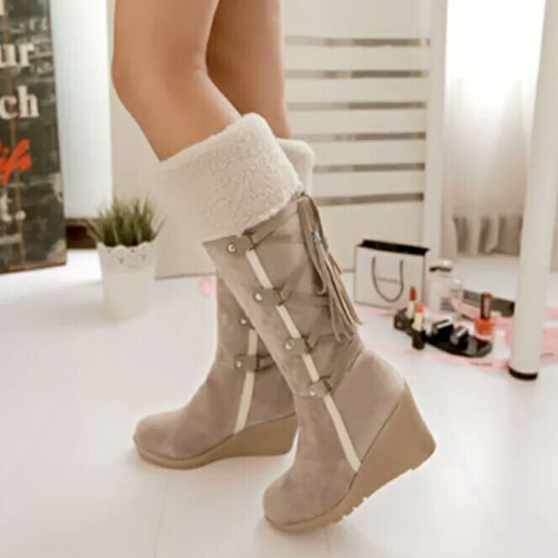 Maddalena - Knee-High Wedge Boots for Women with Tassels