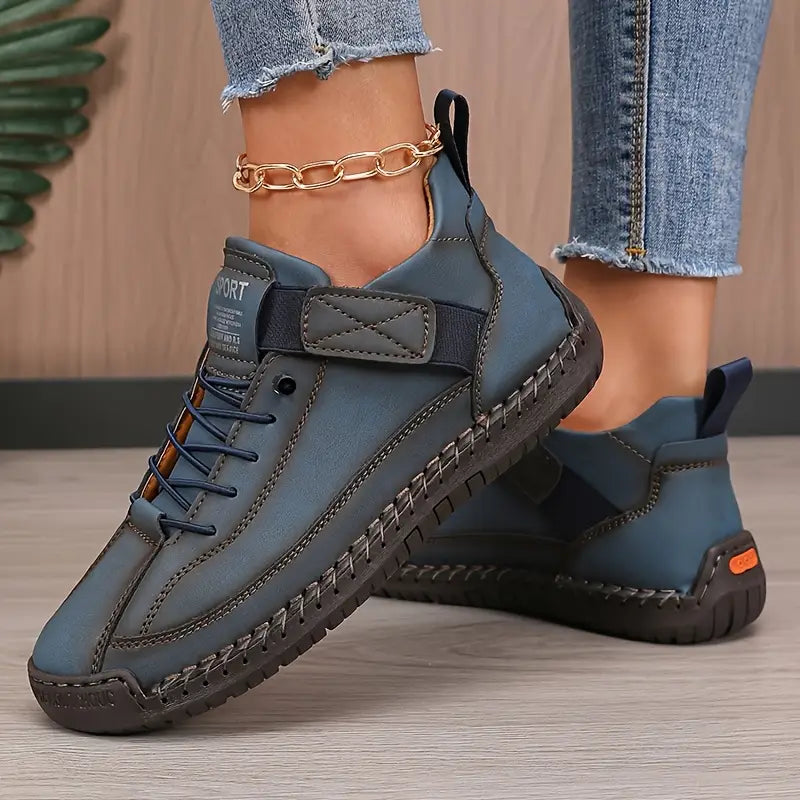 Women's Orthopedic Leather Sneakers - Comfortable Everyday Walking Shoes For Casual Wear