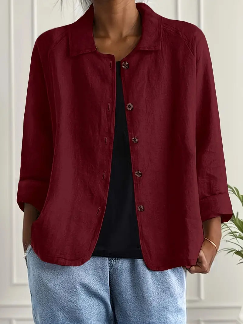Women's Lightweight Button-front Jacket - Relaxed Fit Casual Outerwear For Spring And Summer