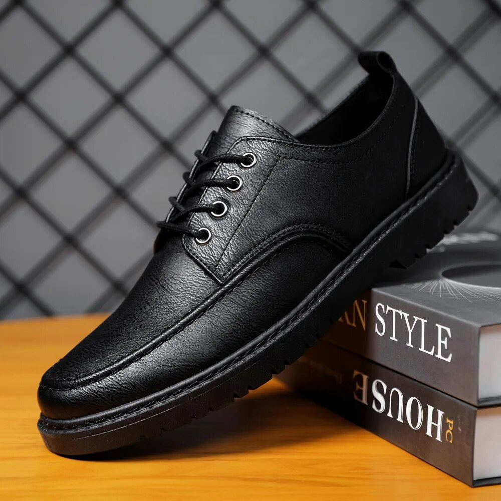 Men's Derby Shoes With Laces, Moc-toe Stitching, And A Sturdy Sole—versatile Shoes For Everyday Wear And Smart-casual Style