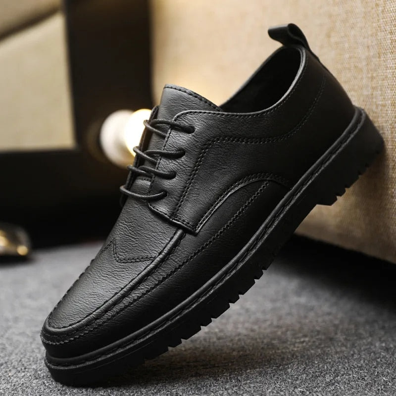 Men's Derby Shoes With Laces, Moc-toe Stitching, And A Sturdy Sole—versatile Shoes For Everyday Wear And Smart-casual Style