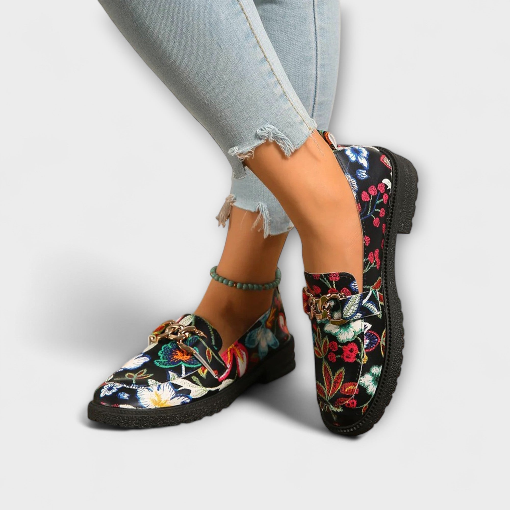 Daisy | Multicolored Moccasins with Floral Pattern