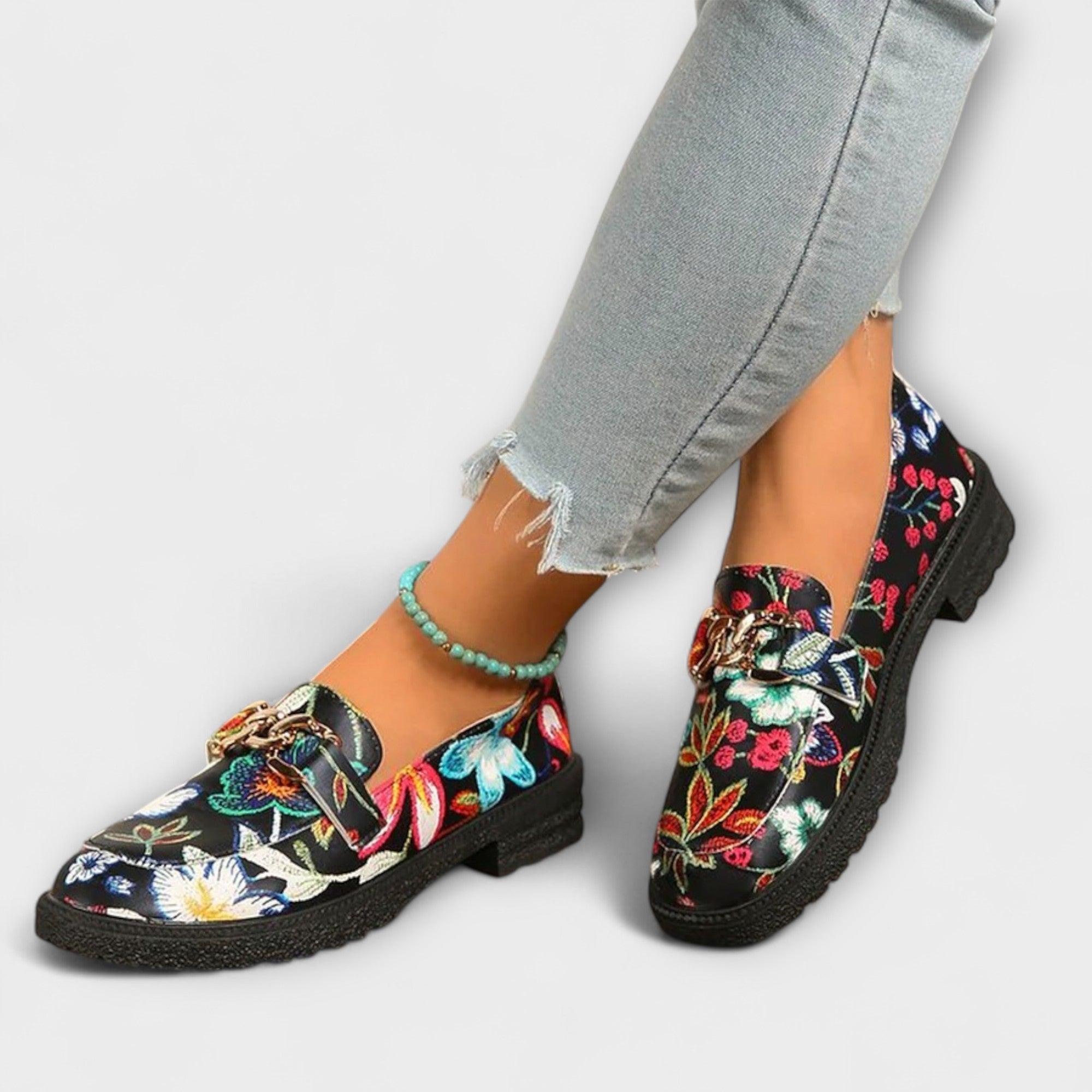 Daisy | Multicolored Moccasins with Floral Pattern