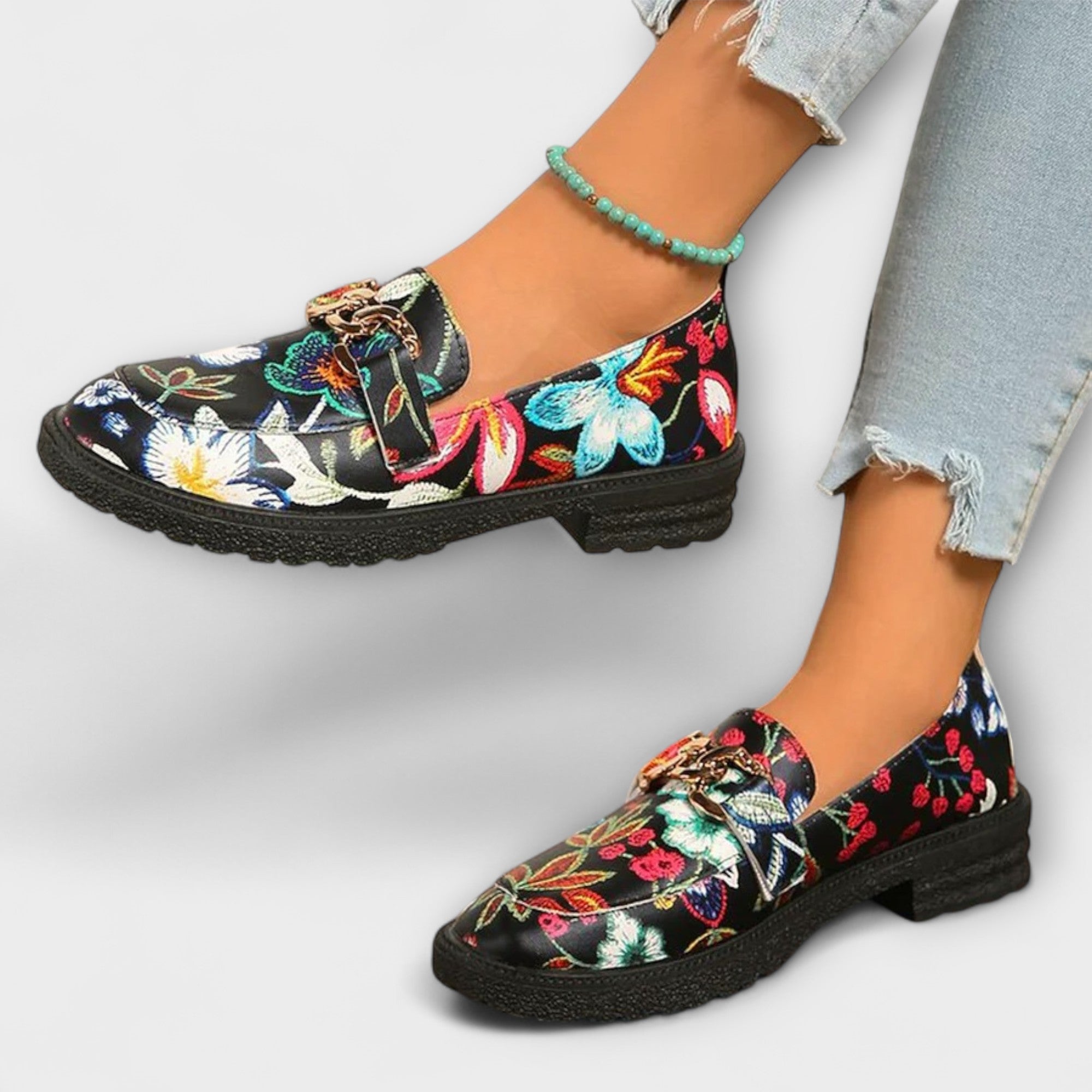 Daisy | Multicolored Moccasins with Floral Pattern