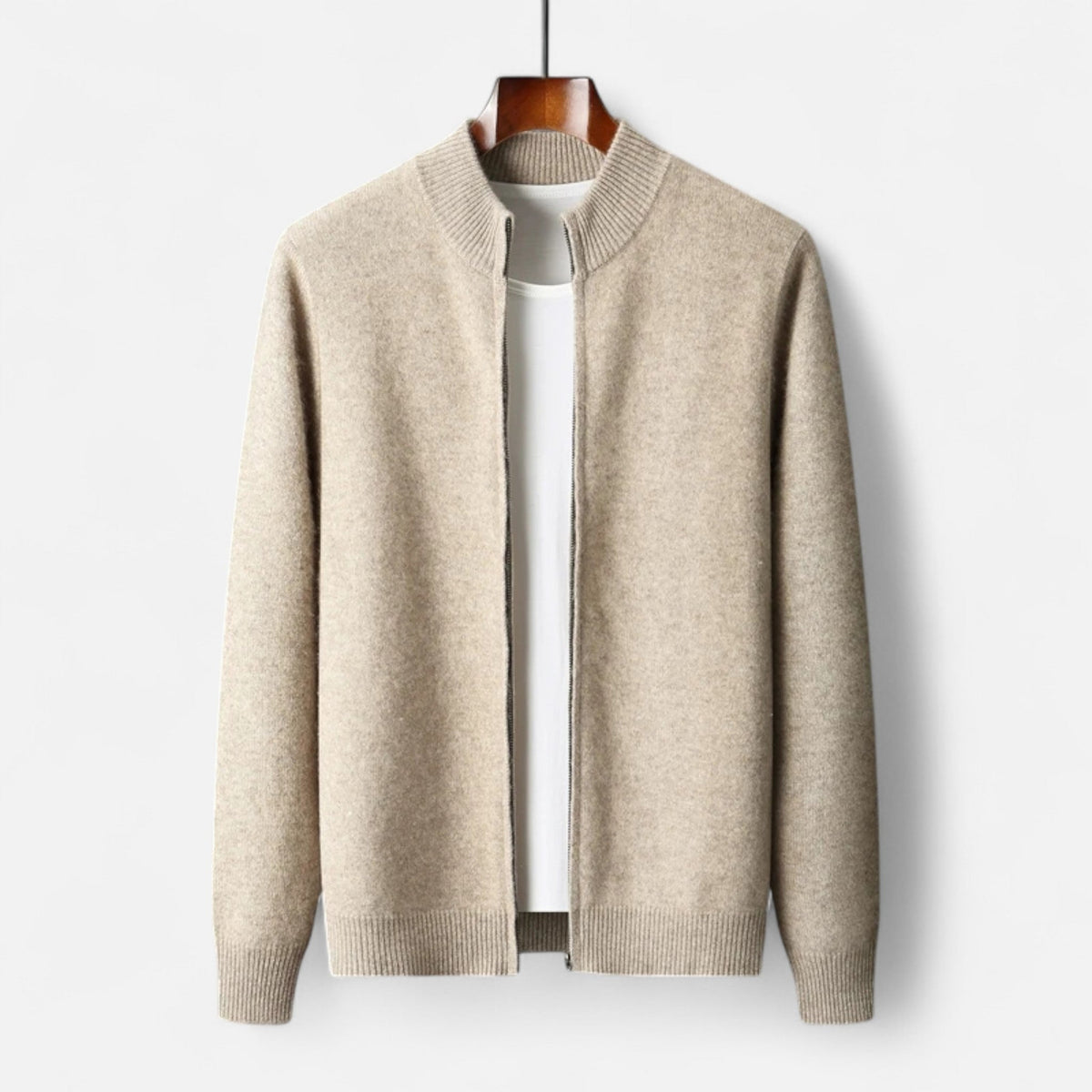 Men's Merino Wool Cardigan With A Zipper – An Elegant And Warm Knit For Fall, Winter, Everyday Wear, And Smart-casual Style
