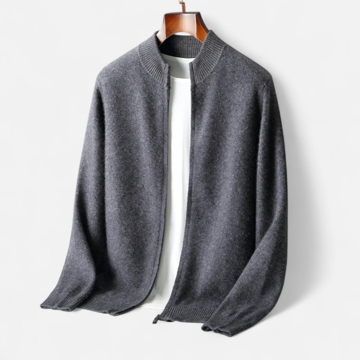Men's Merino Wool Cardigan With A Zipper – An Elegant And Warm Knit For Fall, Winter, Everyday Wear, And Smart-casual Style