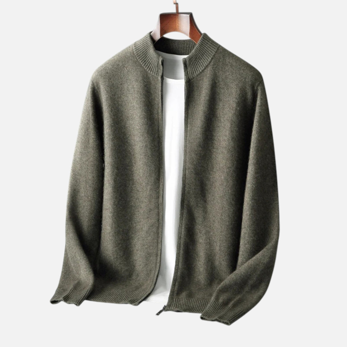 Men's Merino Wool Cardigan With A Zipper – An Elegant And Warm Knit For Fall, Winter, Everyday Wear, And Smart-casual Style