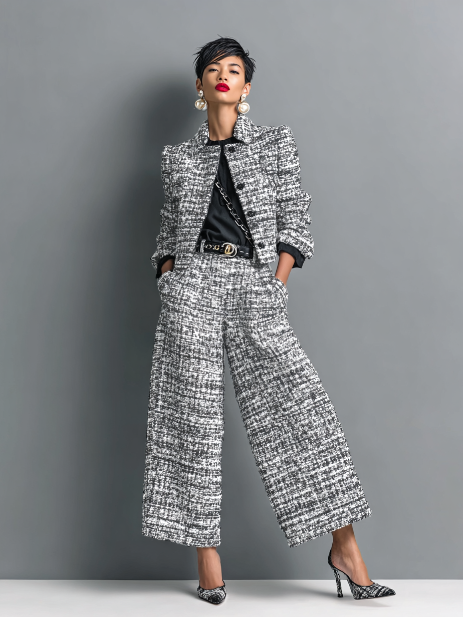 Women's Tailored 2-piece Jumpsuit In A Textured Design – An Elegant Suit Set For The Office, Parties, And Special Occasions