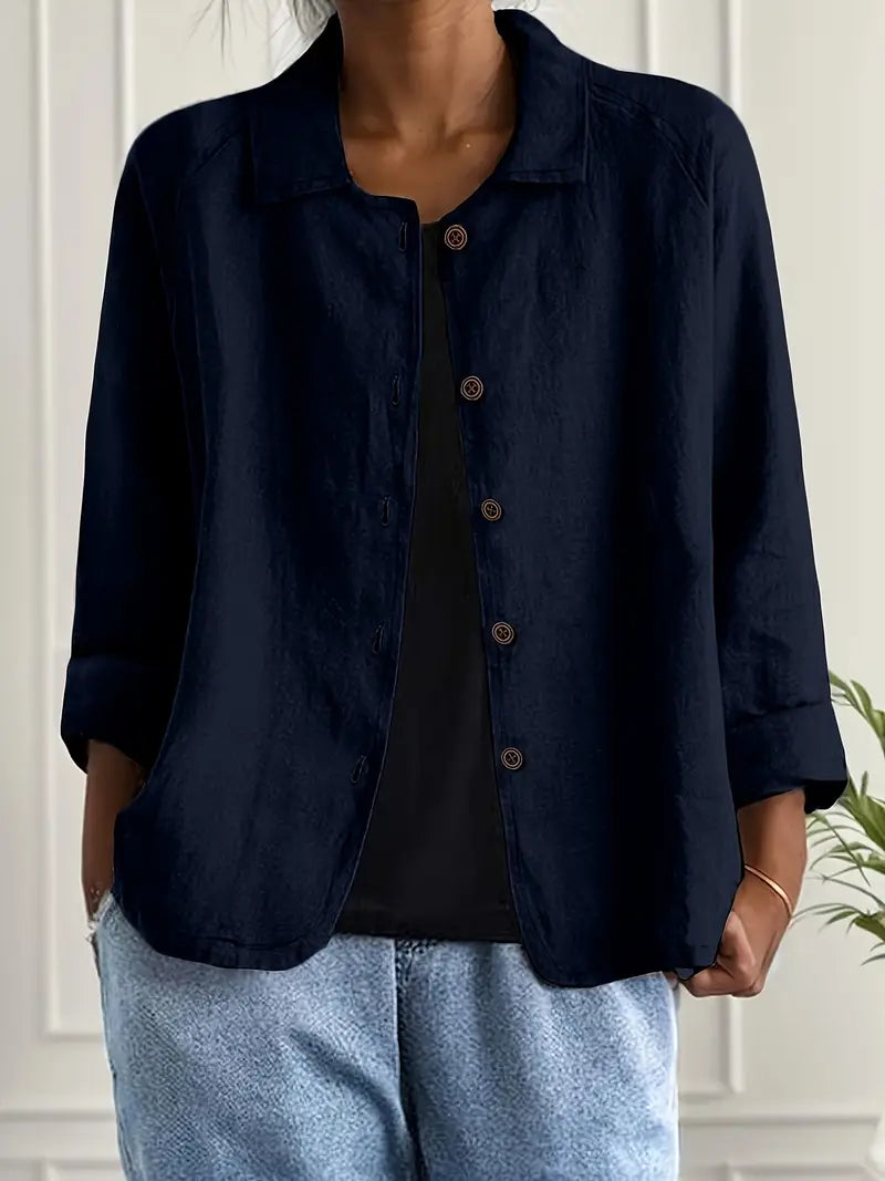 Women's Lightweight Button-front Jacket - Relaxed Fit Casual Outerwear For Spring And Summer