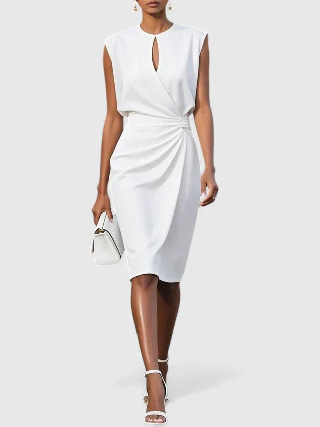 Women's Ruched Waist MIDI Dress - Elegant Style For Special Occasions And Everyday Wear